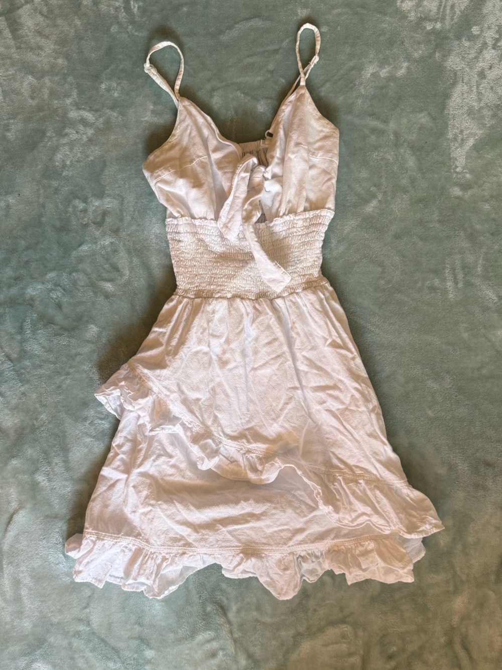 Y2K white ruffle mini dress